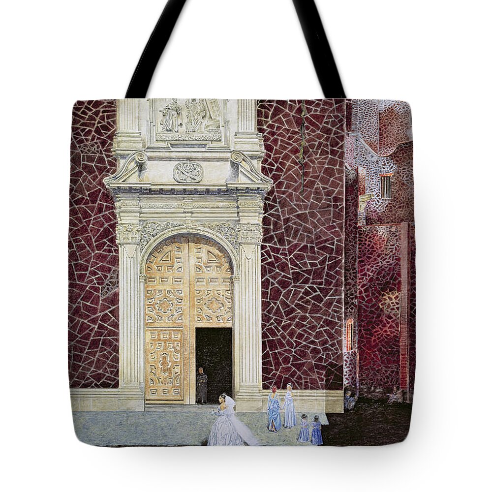Mexican Tote Bag featuring the photograph The Bridegroom Never Came, 2001 Oil On Canvas by James Reeve