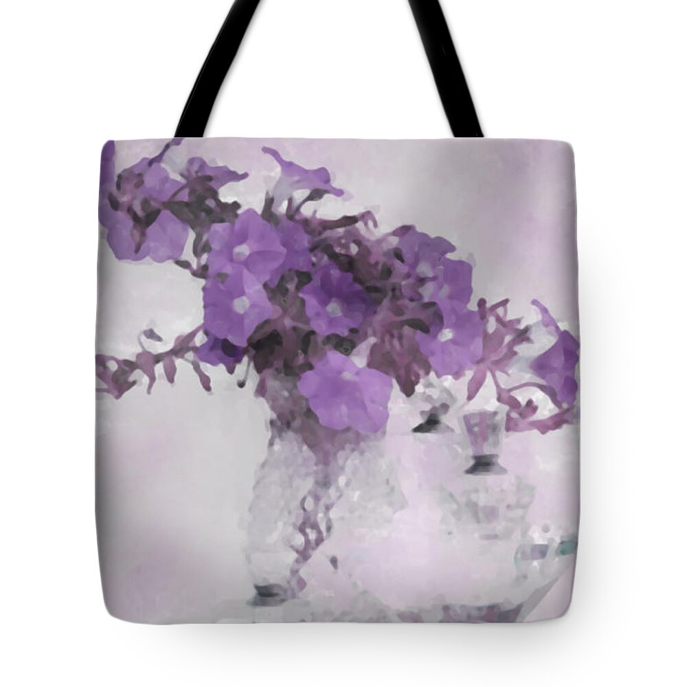 Petunias Tote Bag featuring the photograph The Broken Branch - Digital Watercolor by Sandra Foster
