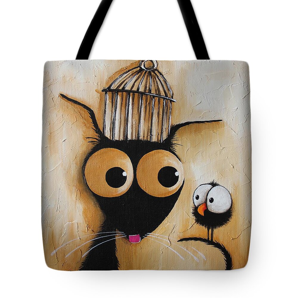 Cat Tote Bag featuring the painting The cage by Lucia Stewart