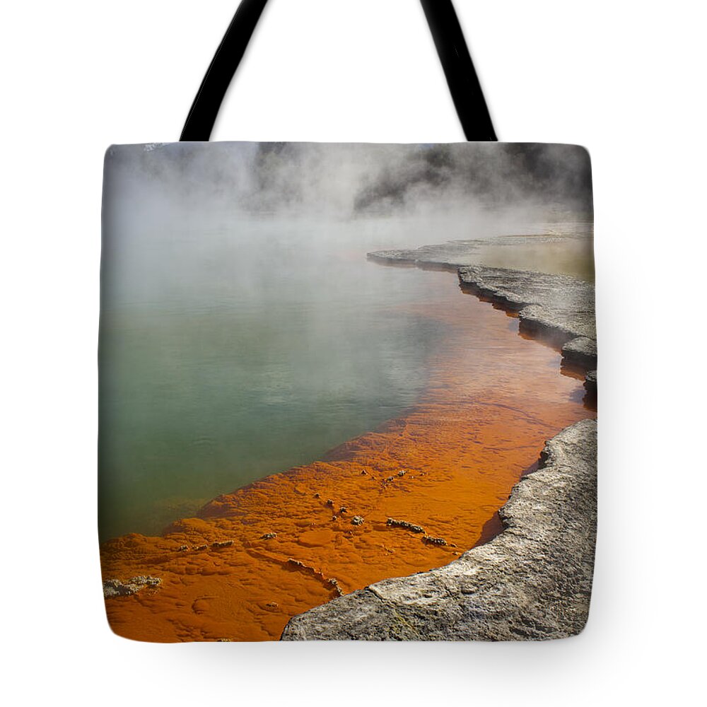 New Zealand Tote Bag featuring the photograph The Champagne Pool at Wai O Tapu by Venetia Featherstone-Witty