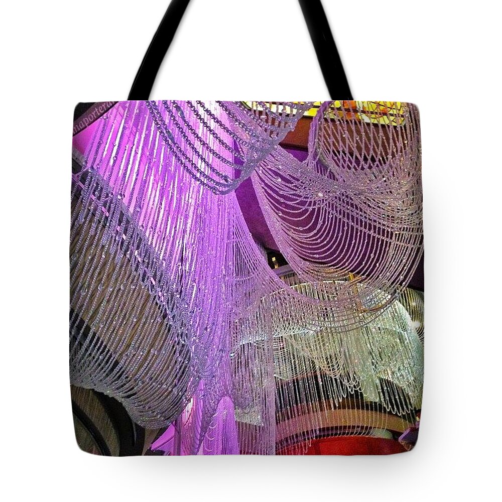 Allshots_ Tote Bag featuring the photograph The Chandelier Bar, Cosmopolitan Hotel by Anna Porter