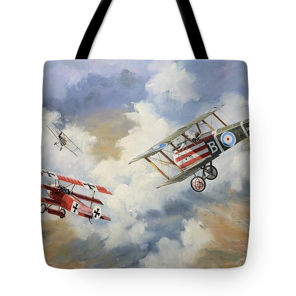 Aviation Art Tote Bag featuring the painting The chase is on by Colin Parker