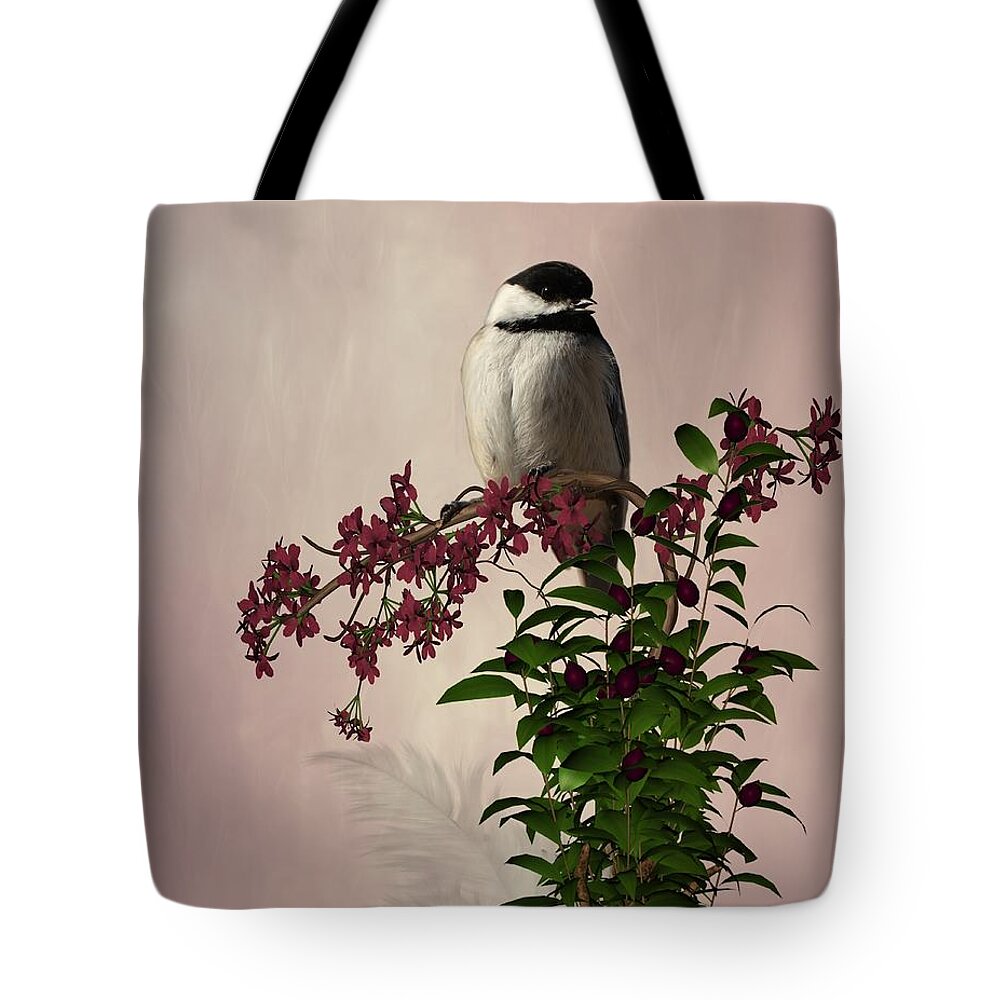 Animal Tote Bag featuring the photograph The Chickadee by Davandra Cribbie