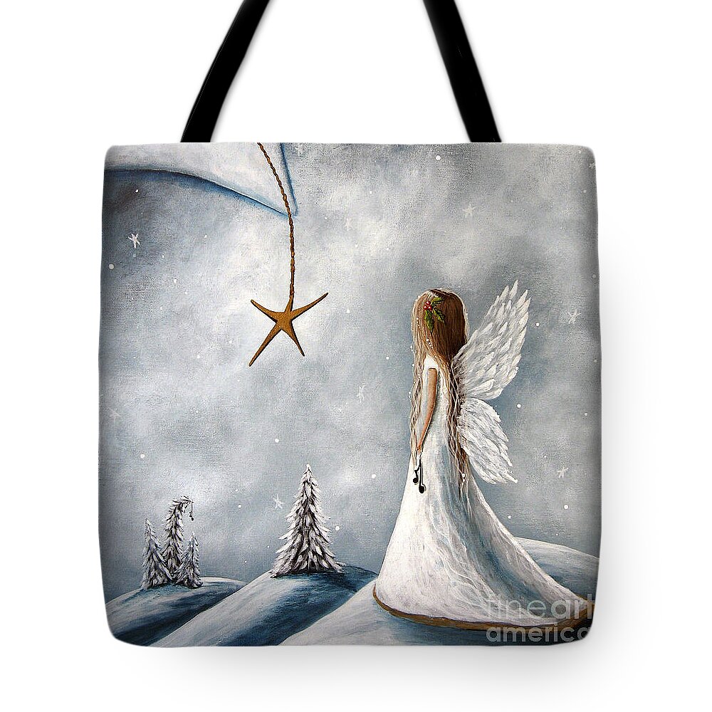 Angel Art Tote Bag featuring the painting The Christmas Star Original Artwork by Moonlight Art Parlour