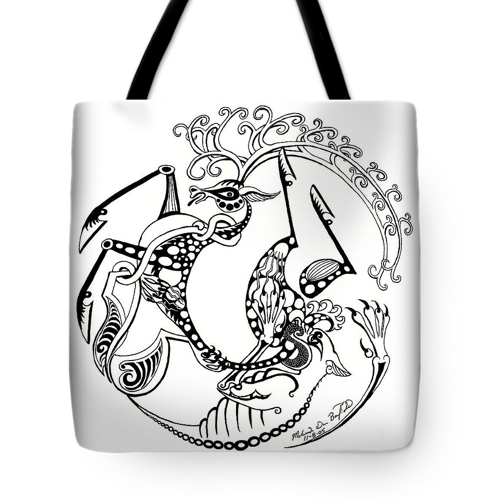 Deer Tote Bag featuring the drawing The circle of life by Melinda Dare Benfield