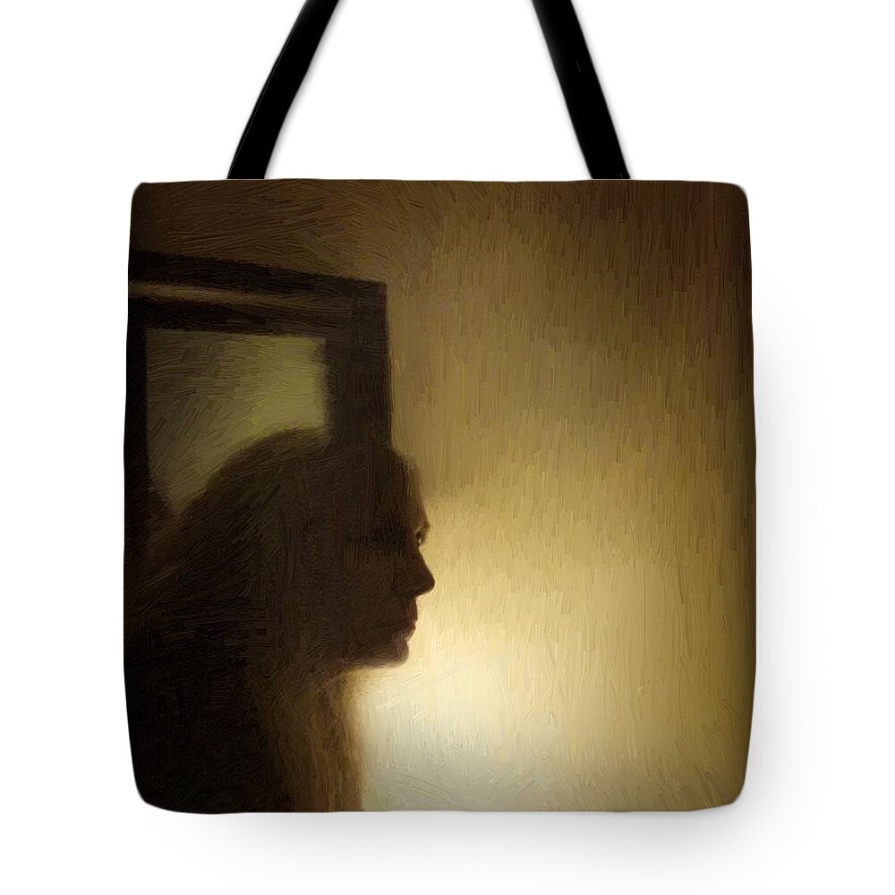 Mirror Tote Bag featuring the painting The Clamor of Silence by RC DeWinter