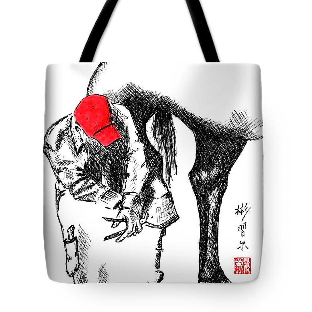 Pen And Ink Tote Bag featuring the drawing The Clincher by Bill Searle