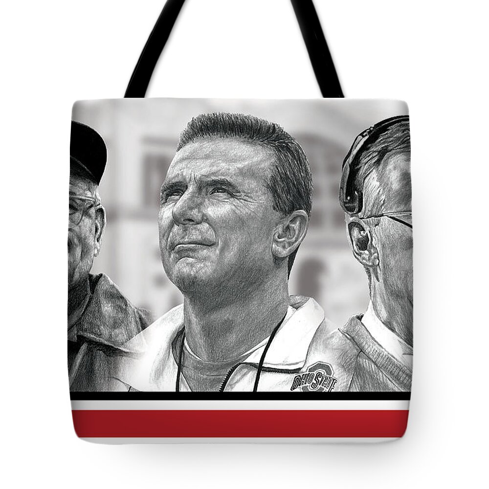 Ohio State Buckeyes Tote Bag featuring the digital art The Coaches by Bobby Shaw