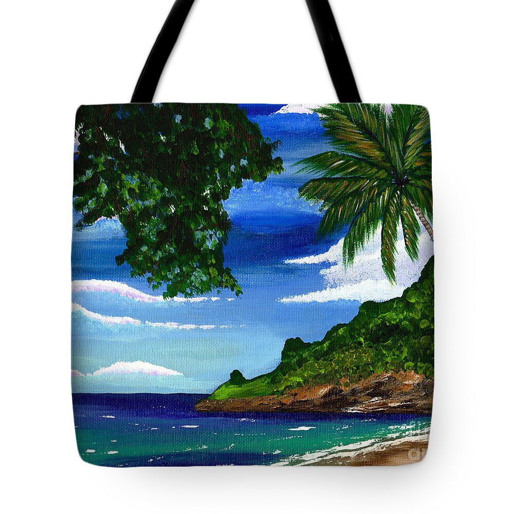 Landscape Tote Bag featuring the painting The Coconut Tree by Laura Forde