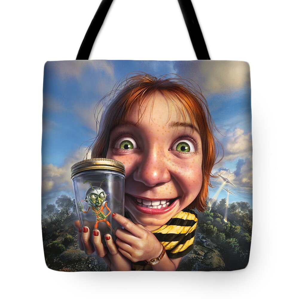 Bug Tote Bag featuring the painting The Collector by Mark Fredrickson
