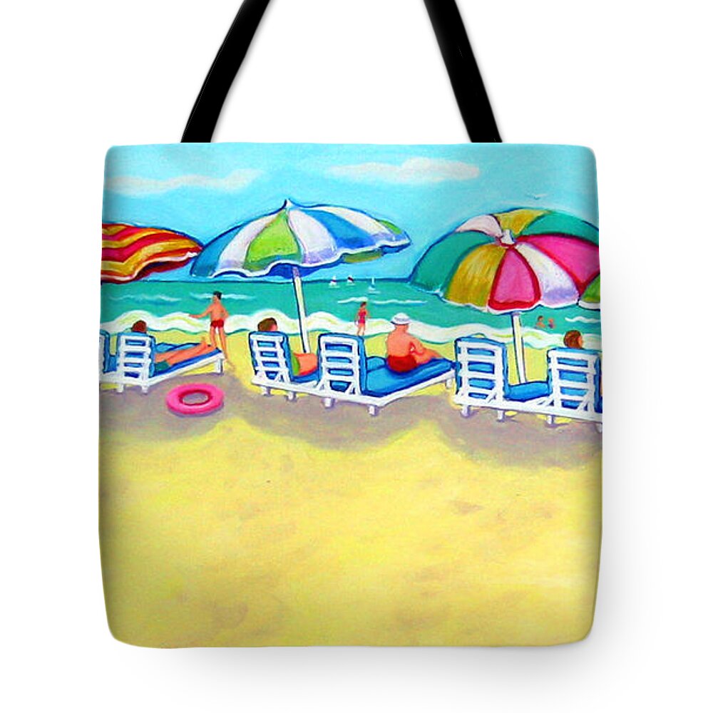 Colorful Beach Tote Bag featuring the painting The Color of Summer by Rebecca Korpita