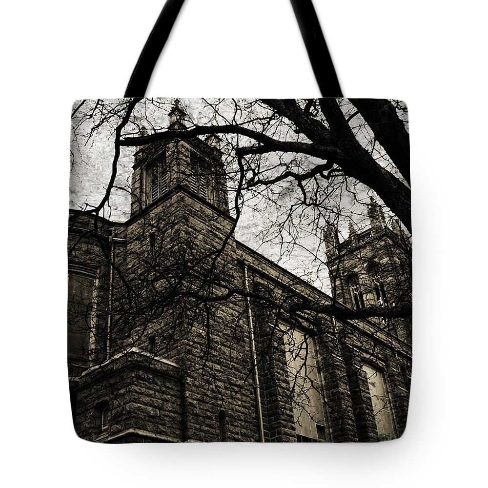 Andrew Pacheco Tote Bag featuring the photograph The Corner of Cherry and Rock by Andrew Pacheco