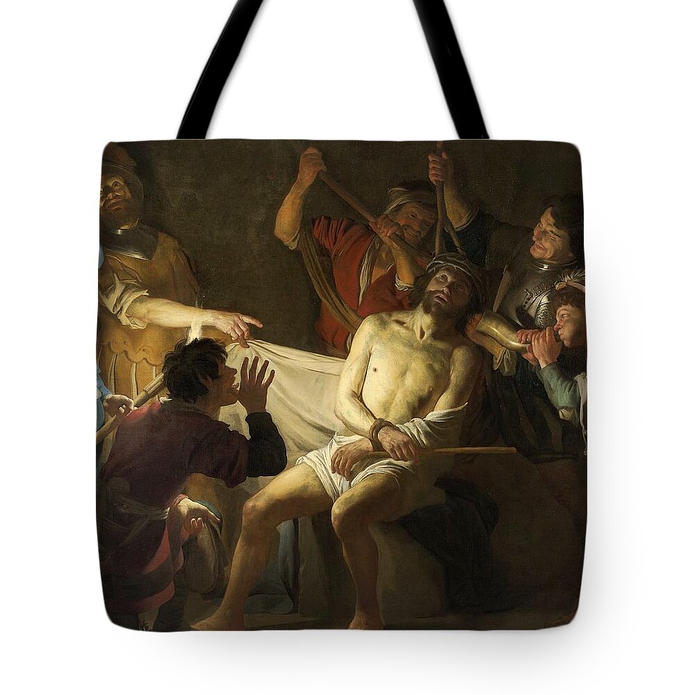 1622 Tote Bag featuring the painting The crowning with thorns of Jesus by Gerard van Honthorst