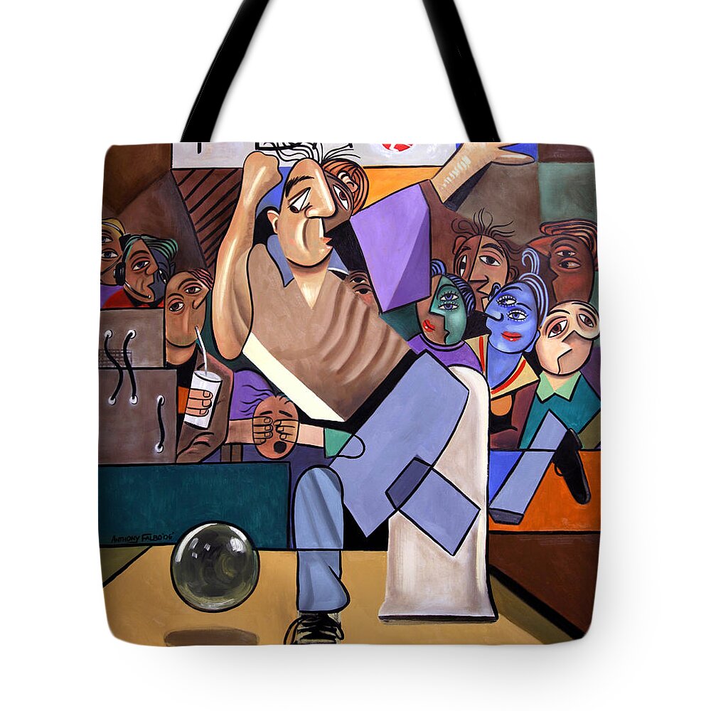 The Cubist Bowler Tote Bag featuring the painting The Cubist Bowler by Anthony Falbo