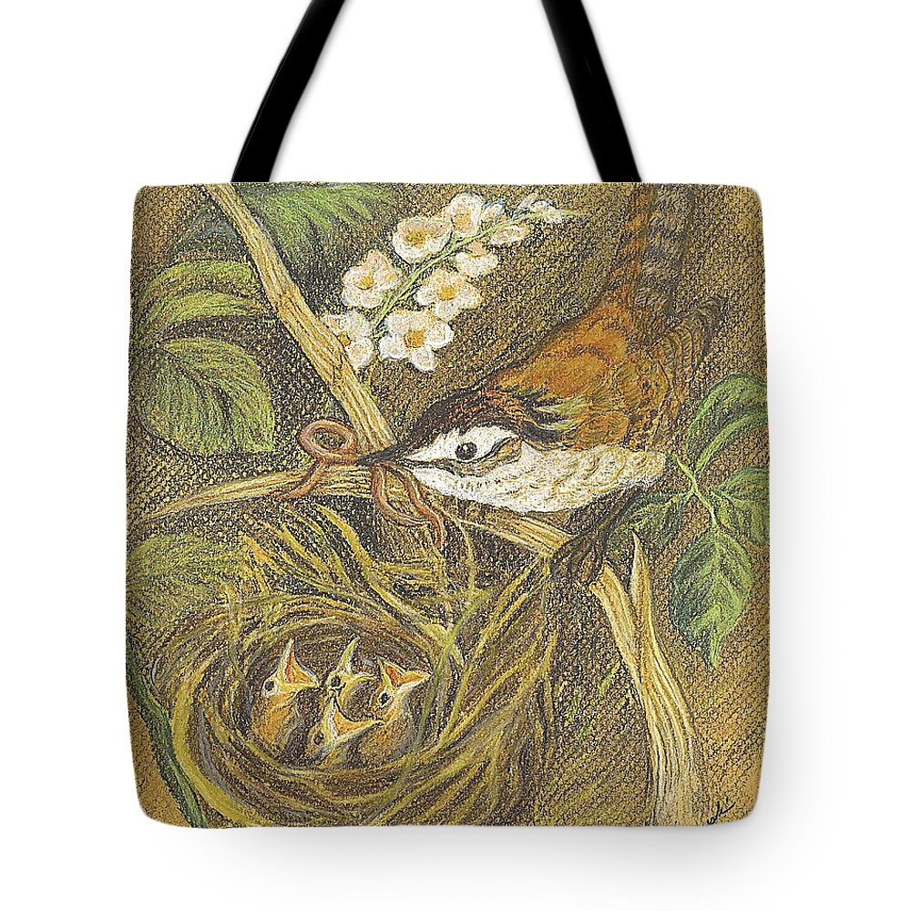 Pastel Tote Bag featuring the drawing The Dinner Bill by Carol Wisniewski