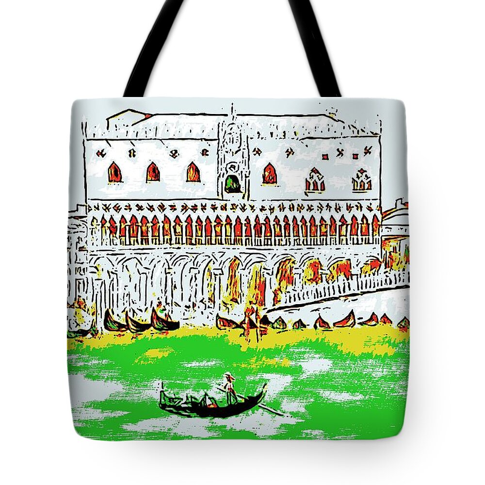 Drawing Tote Bag featuring the painting The Doge's Palace by Loredana Messina