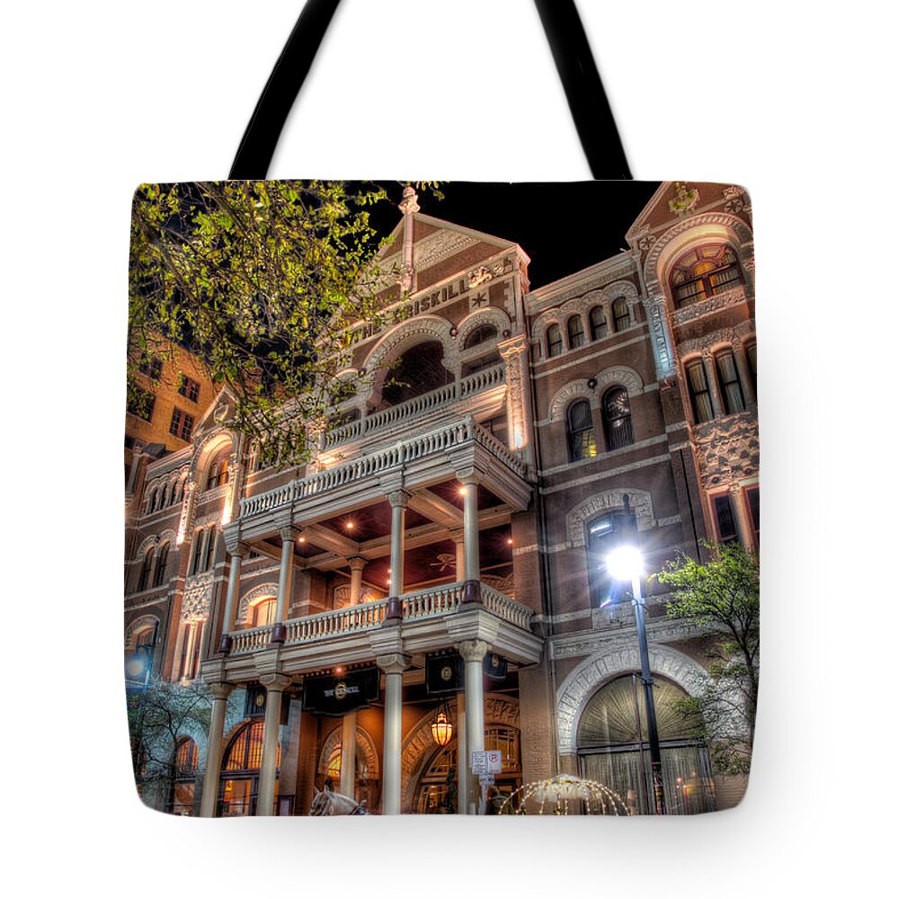 Austin Tote Bag featuring the photograph The Driskill Hotel by Tim Stanley