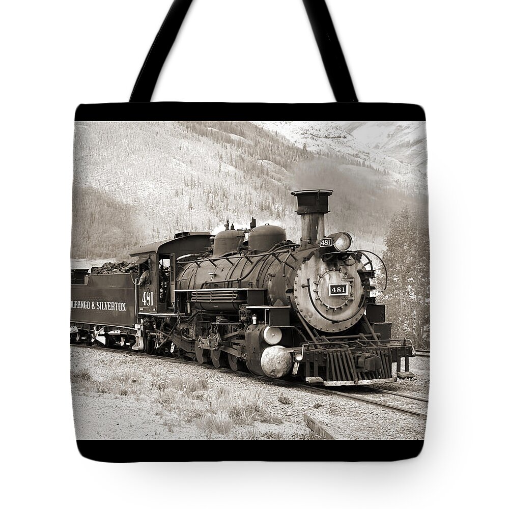 Transportation Tote Bag featuring the photograph The Durango and Silverton by Mike McGlothlen