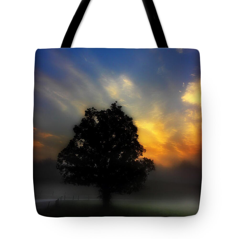 Cades Cove Tote Bag featuring the photograph The Edge Of Light by Michael Eingle