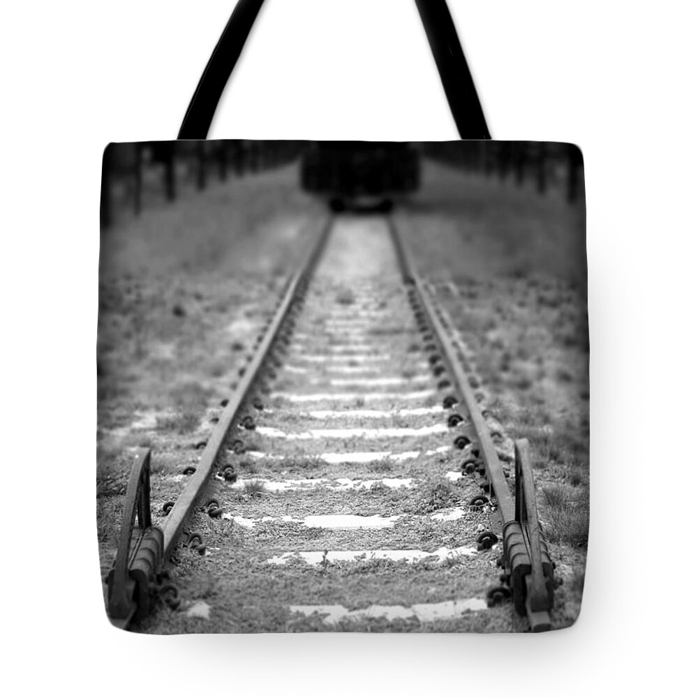 Railroad Tote Bag featuring the photograph The End of the Line by Olivier Le Queinec