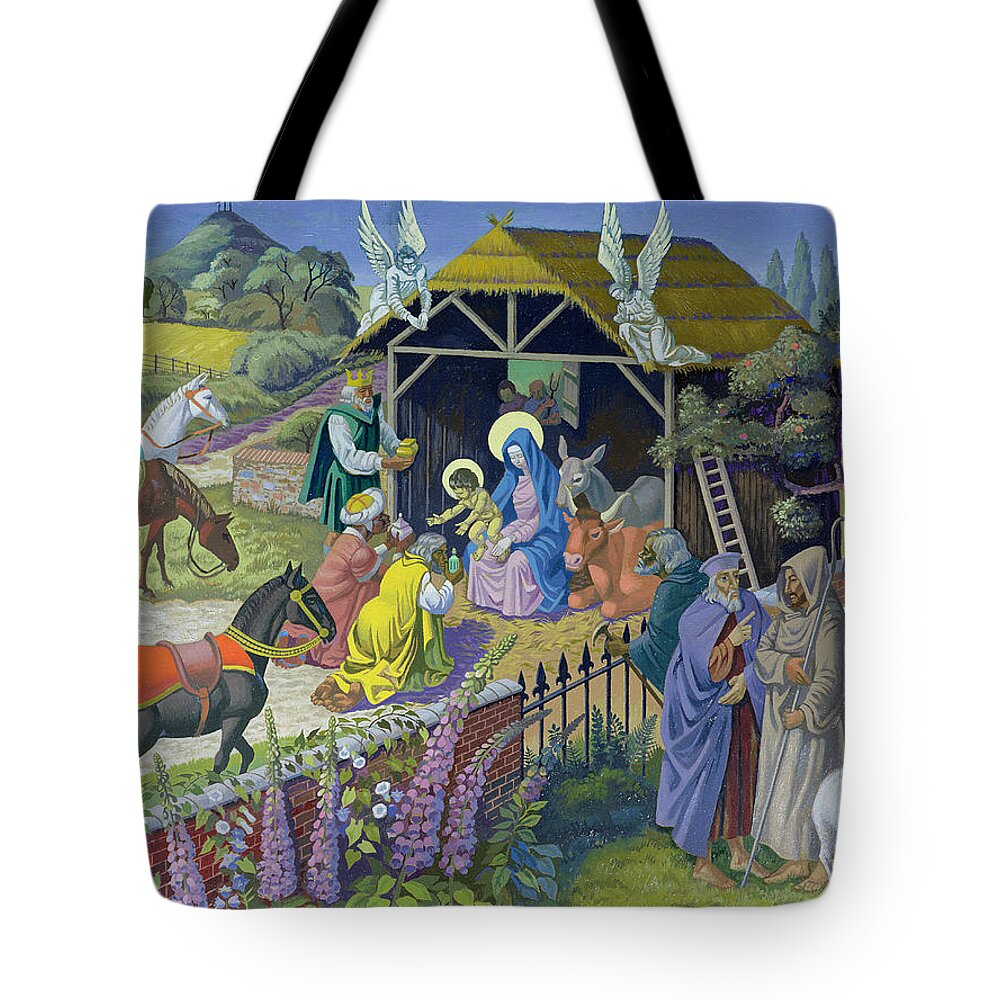 Angel Tote Bag featuring the painting The Epiphany, 1987 by Osmund Caine