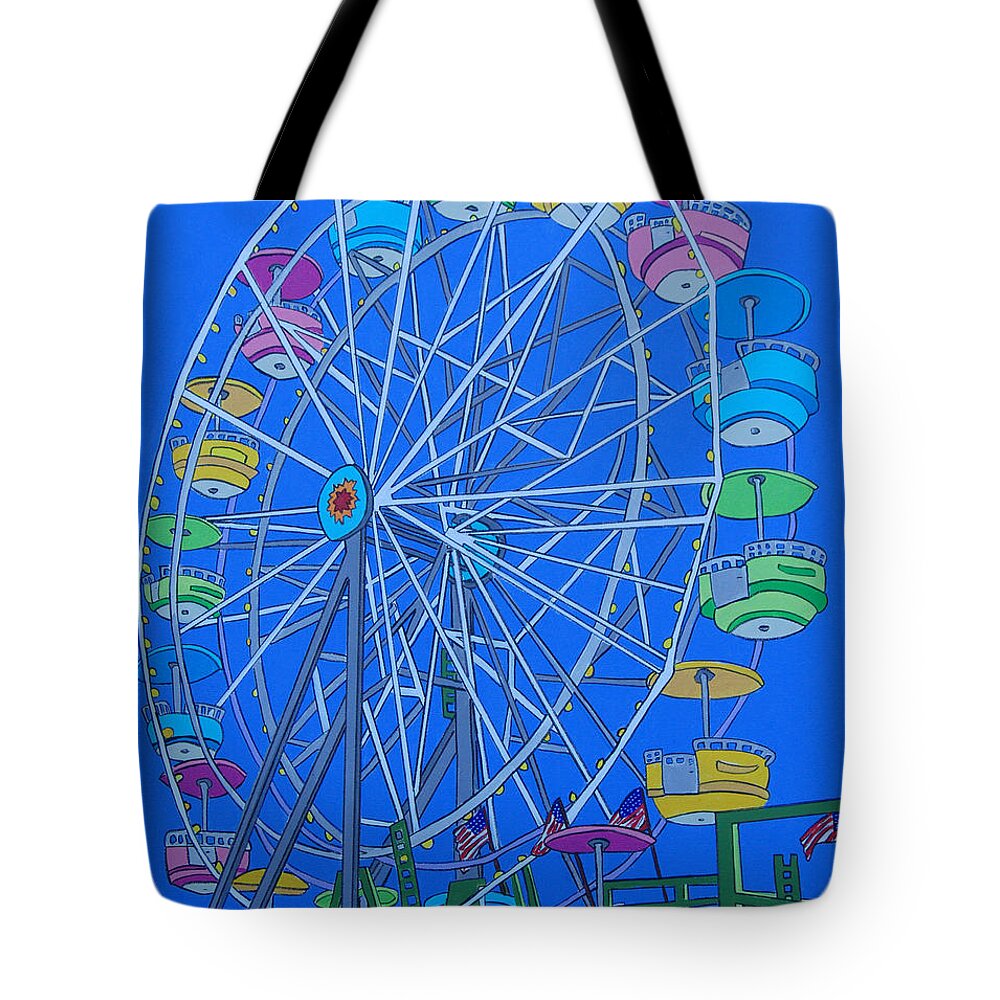 Stanko Tote Bag featuring the painting The Ferris Wheel by Mike Stanko