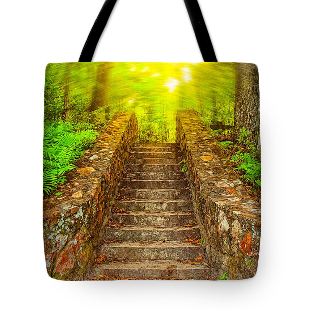 Abstract Tote Bag featuring the photograph The Final Steps by John M Bailey