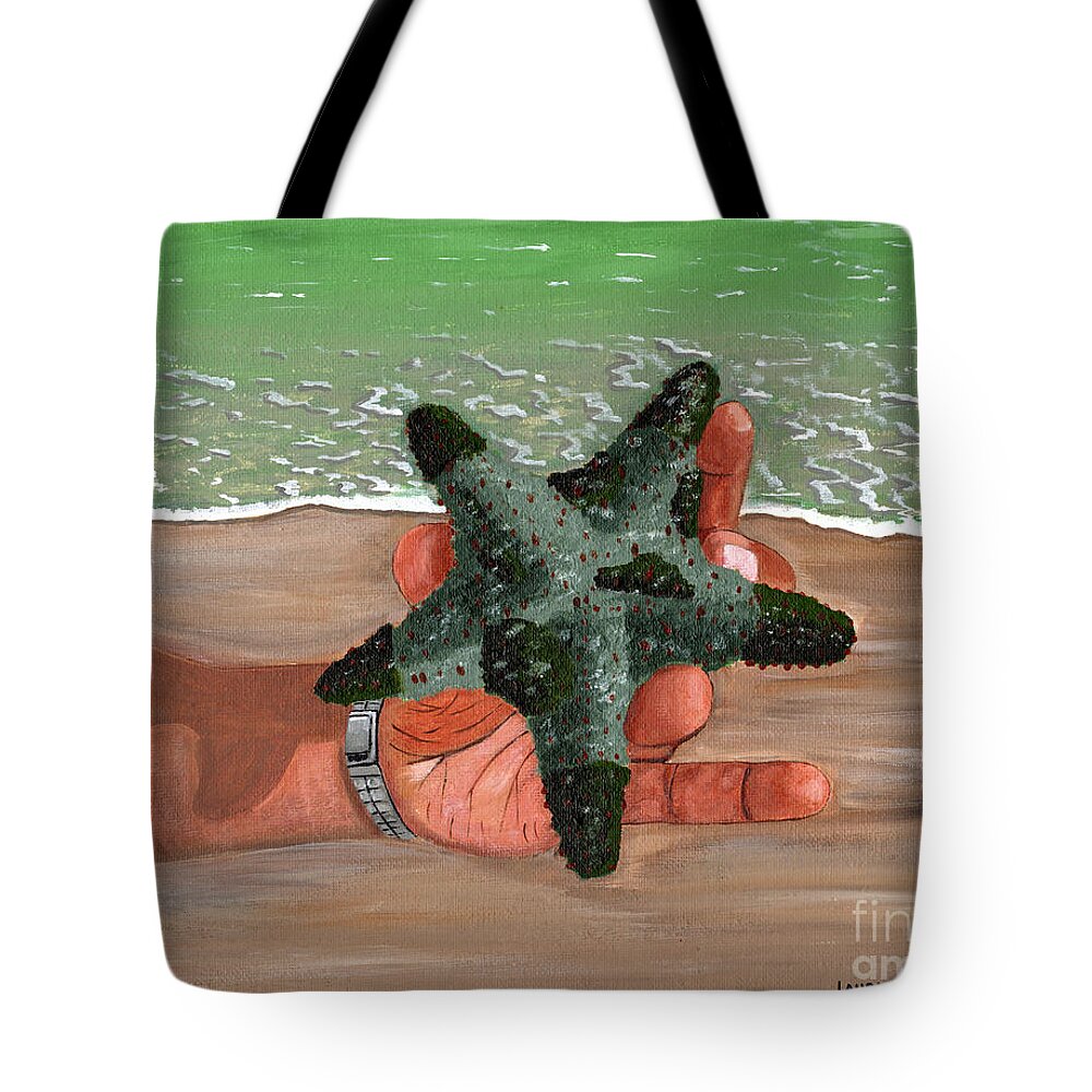 Starfish Tote Bag featuring the painting The Find by Laura Forde