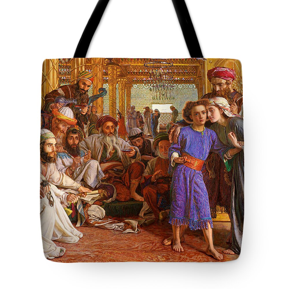 William Holman Hunt Tote Bag featuring the painting The Finding of the Saviour in the Temple by William Holman Hunt
