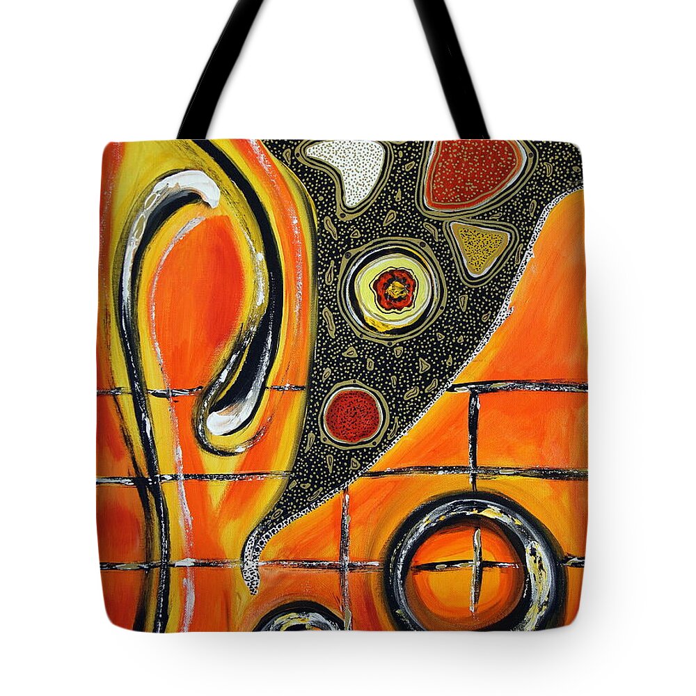 Fire Tote Bag featuring the painting The Fires of Charged Emotions by Jolanta Anna Karolska