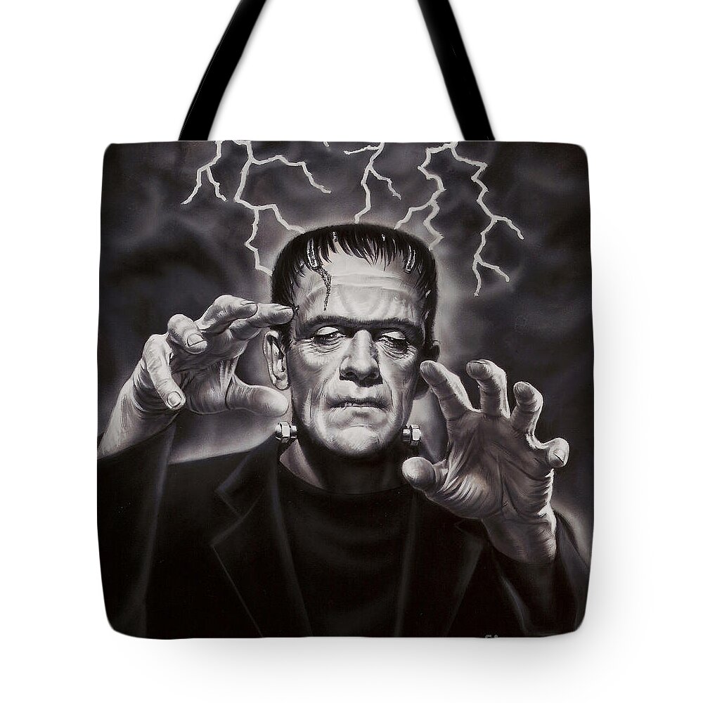 Portrait Tote Bag featuring the painting The Frankenstein Monster by Dick Bobnick