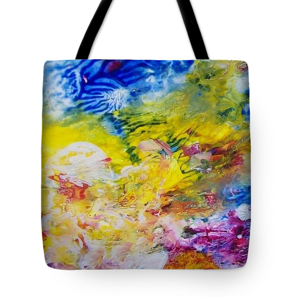 Abstract Tote Bag featuring the painting The Frequency of Joy by Sharon Ackley