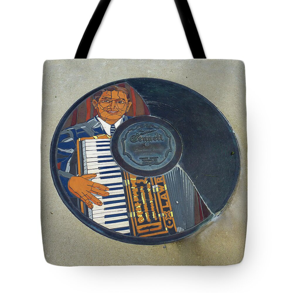 Gennett Walk Of Fame Tote Bag featuring the photograph The Gennett Walk of Fame - Lawrence Welk by Natasha Marco