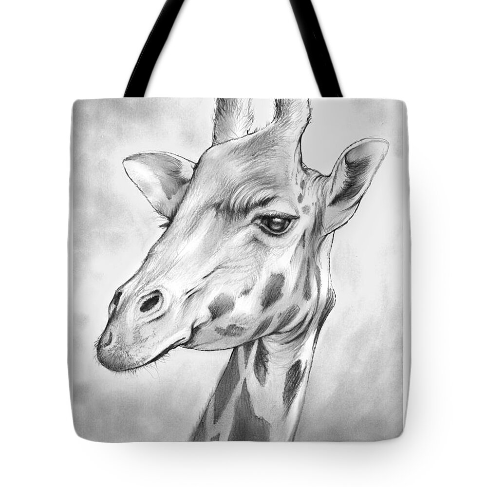African Tote Bag featuring the drawing The Giraffe by Greg Joens