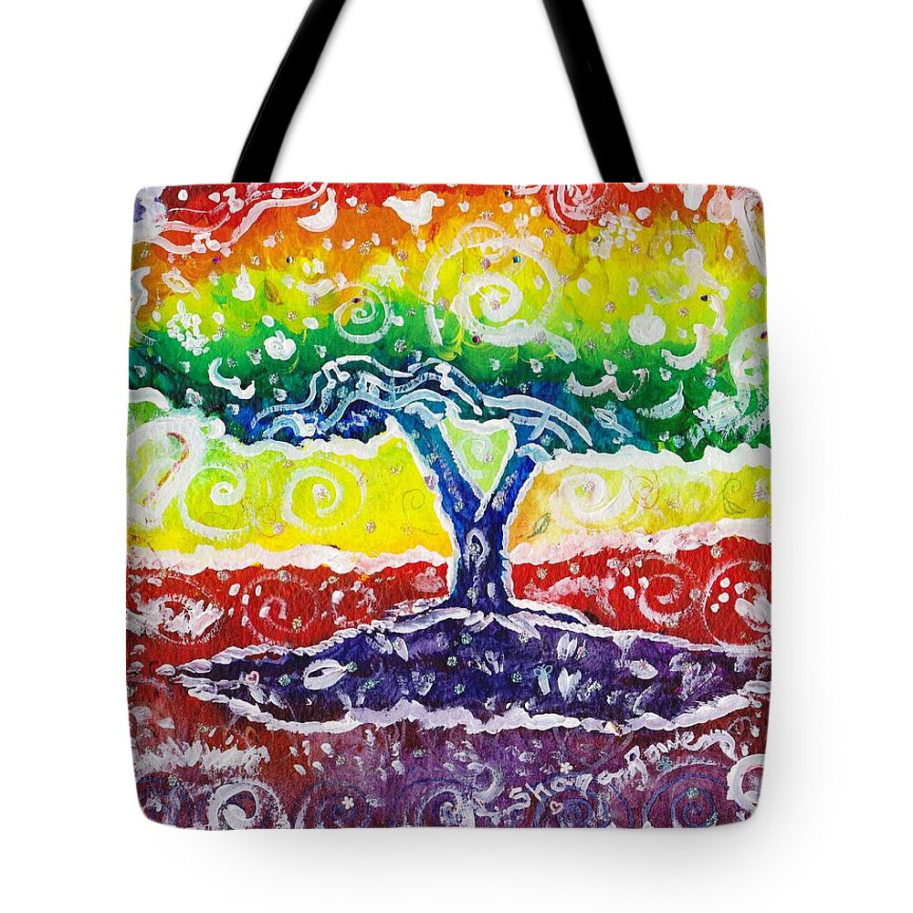 Sparkles Tote Bag featuring the painting The Giving Tree by Shana Rowe Jackson