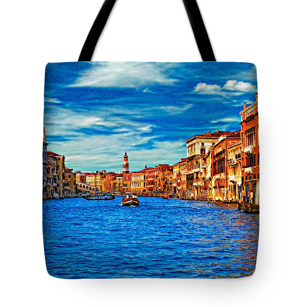 Venice Tote Bag featuring the photograph The Grand Canal impasto by Steve Harrington