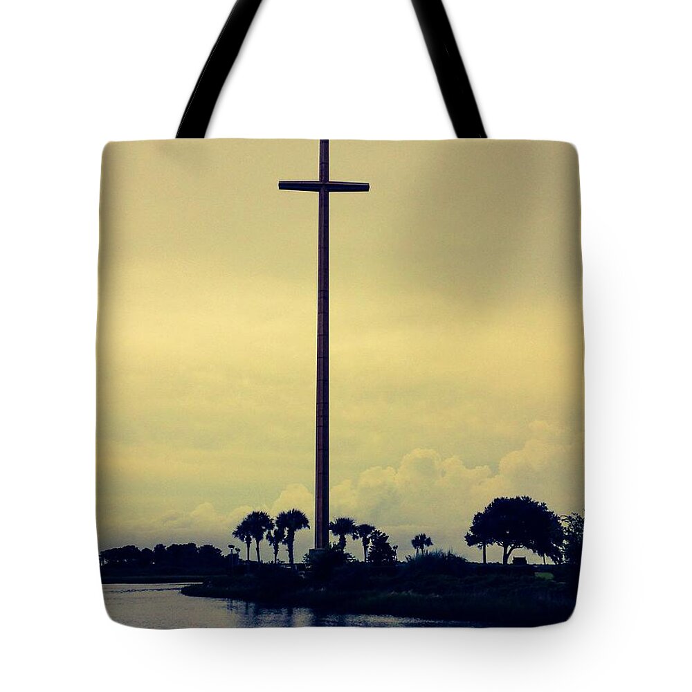 Cross Tote Bag featuring the photograph The Great Cross by Marian Lonzetta