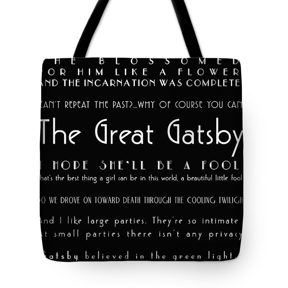 The Great Gatsby Tote Bag featuring the photograph The Great Gatsby Quotes by Georgia Fowler