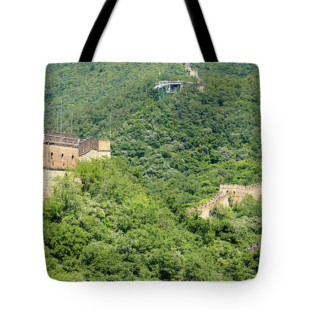 Chinese Culture Tote Bag featuring the photograph The Great Wall Of China, Mutianyu by Thenewframe Studios