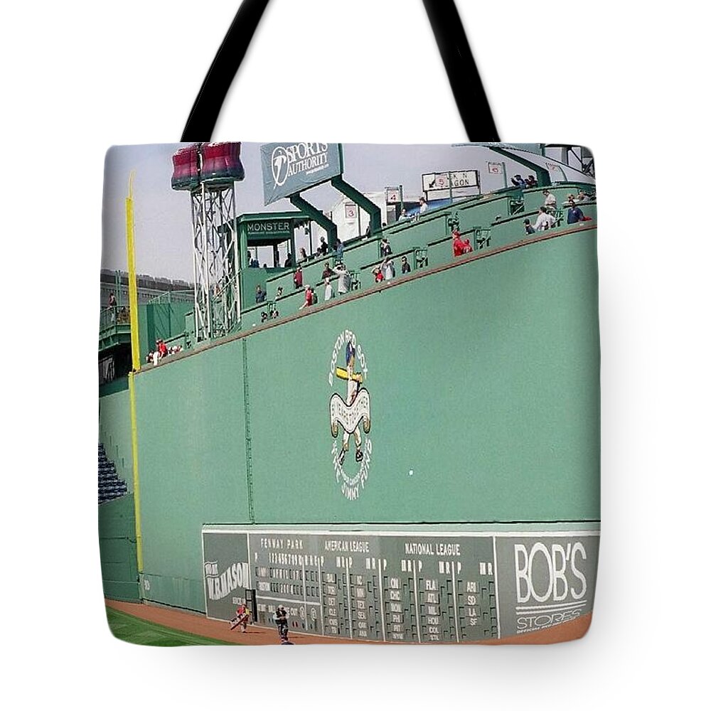Fenway Park Tote Bag featuring the photograph The Green Monster by John Schneider