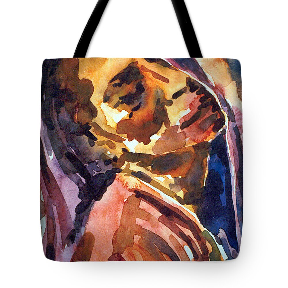 Woman Tote Bag featuring the painting The Helpless Soul by Hafiz Ashna