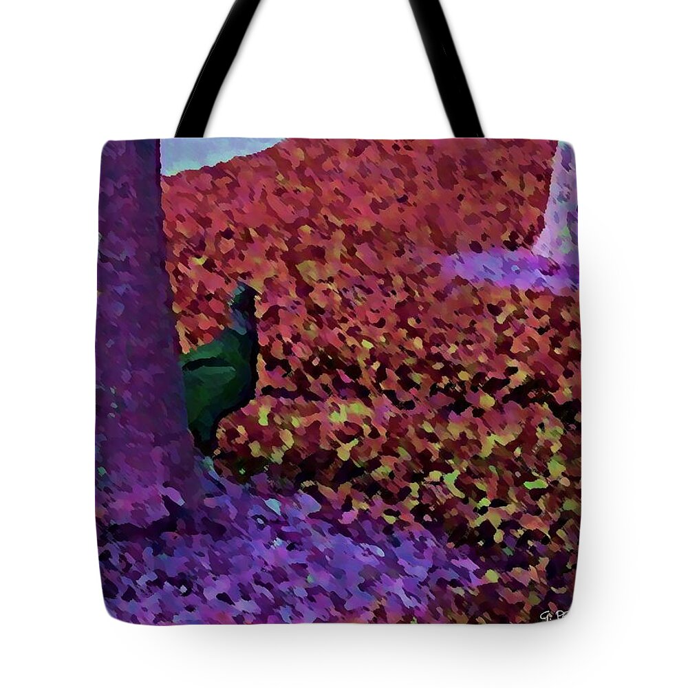 Bird Tote Bag featuring the painting the Hiding Bird by George Pedro