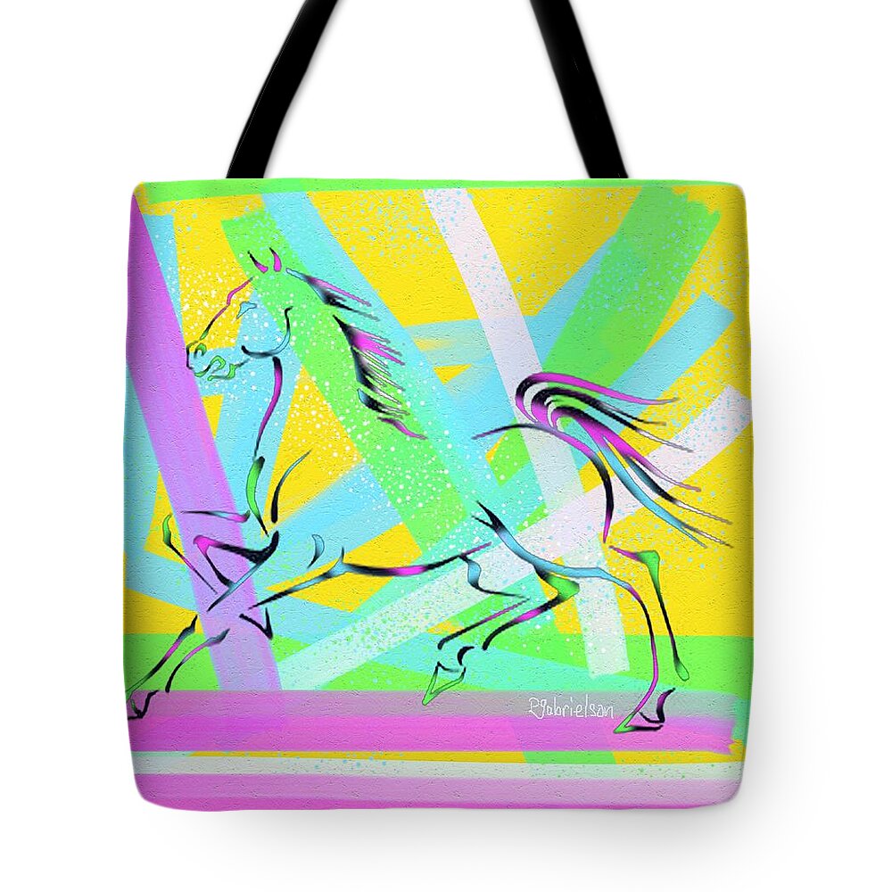 Horse Tote Bag featuring the digital art The Horse by Peggy Gabrielson