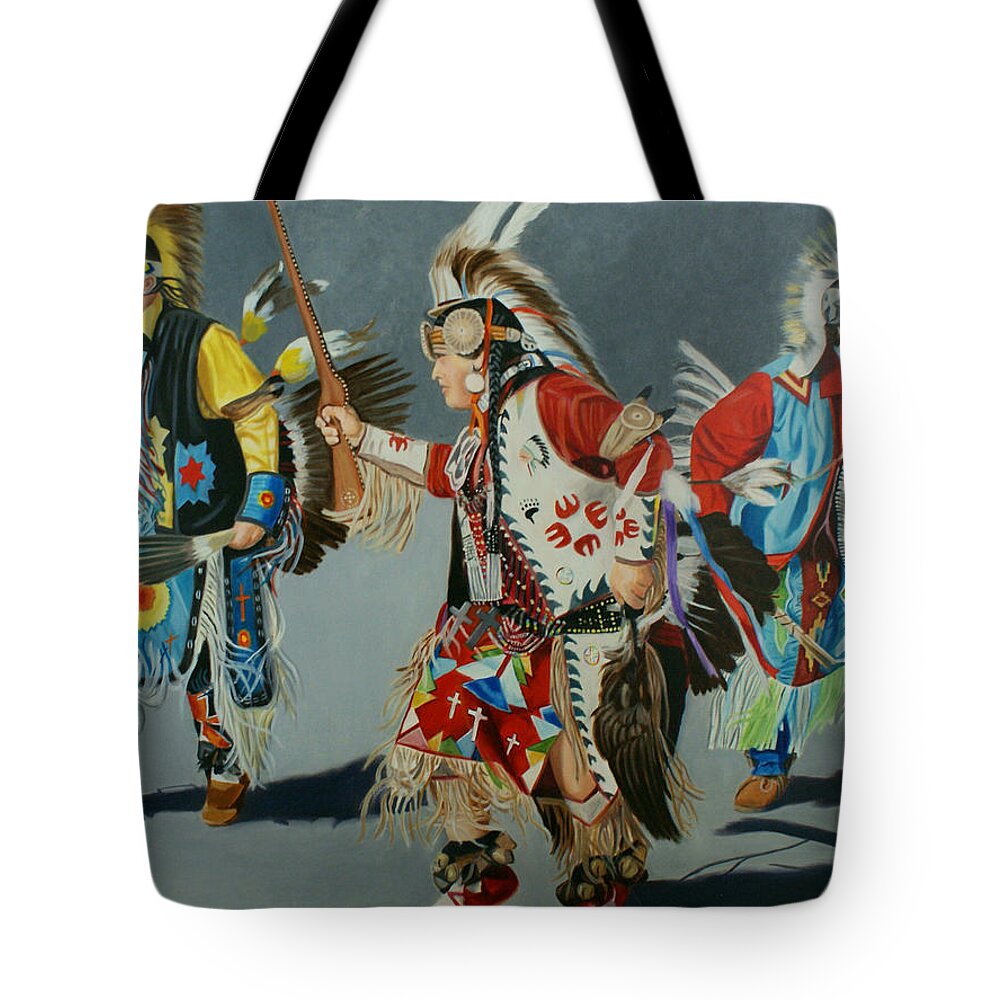 Native American Tote Bag featuring the painting The Hunt by Jill Ciccone Pike