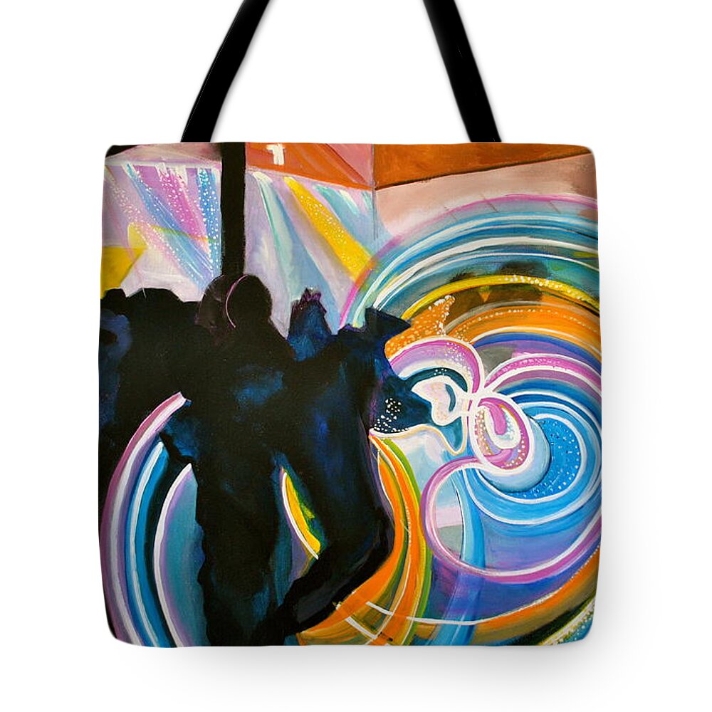 Music Festivals Tote Bag featuring the painting The Illuminated Dance by Patricia Arroyo
