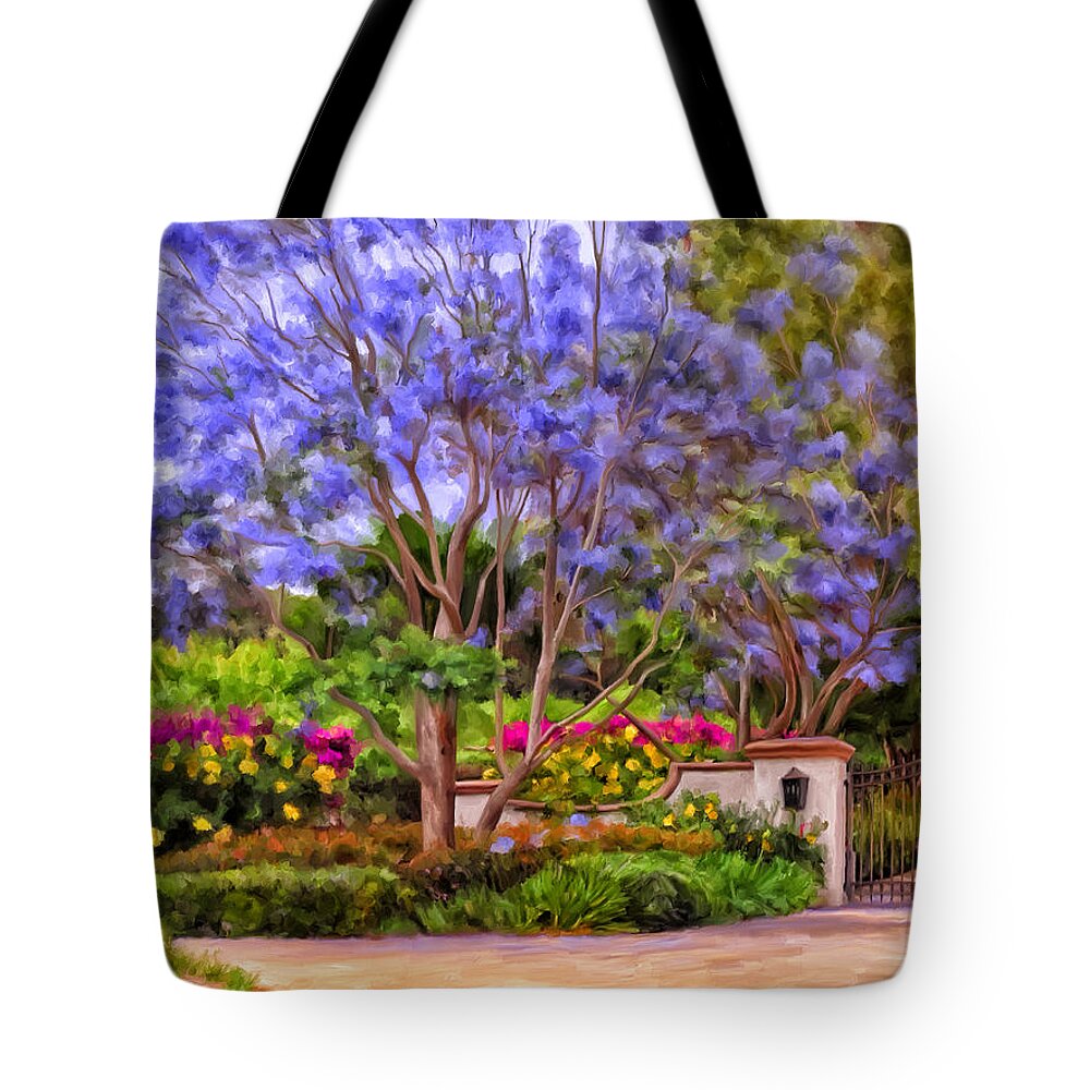 Landscape Tote Bag featuring the painting The Jacaranda by Michael Pickett