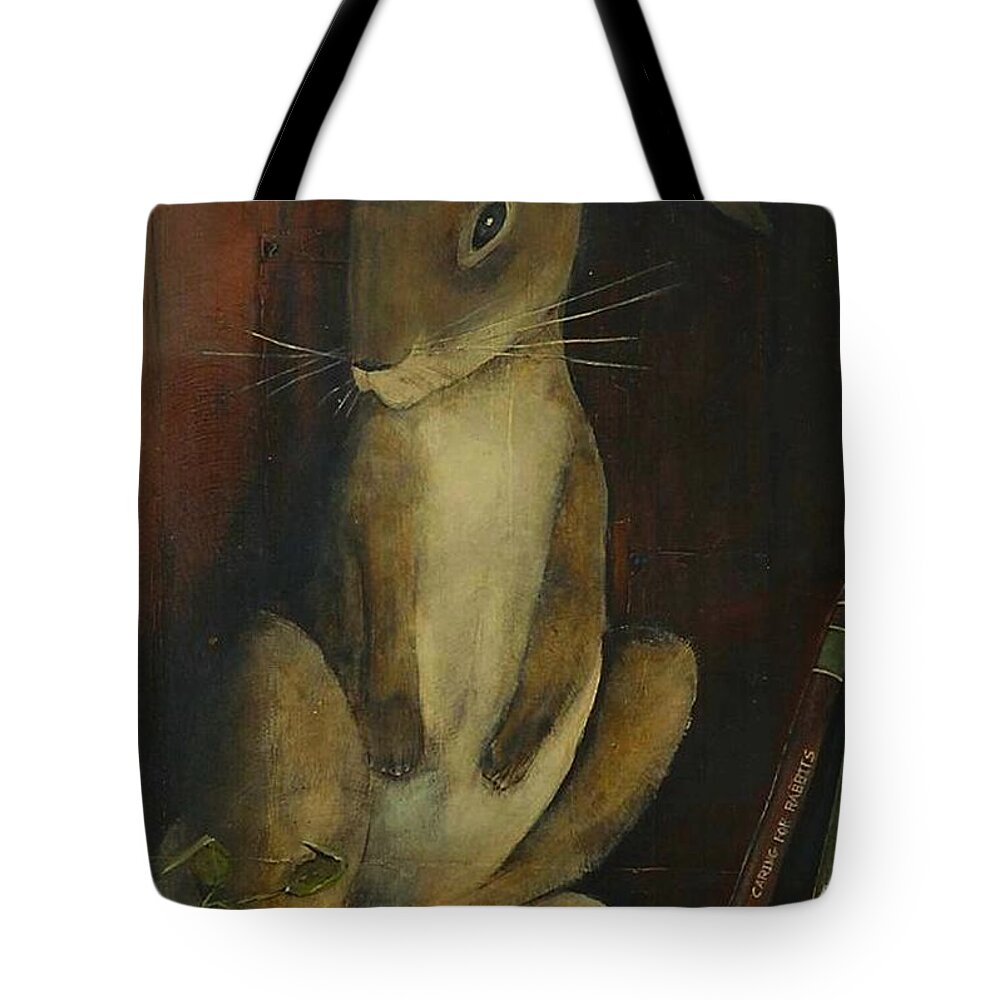 Jack Rabbit Tote Bag featuring the painting The Jack Rabbit by Diane Strain