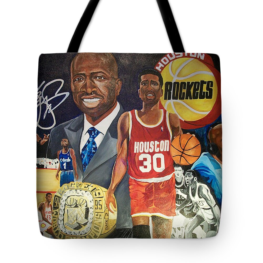 Nba Kenny Smith Sports Basketball Tote Bag featuring the painting The Jet by Femme Blaicasso