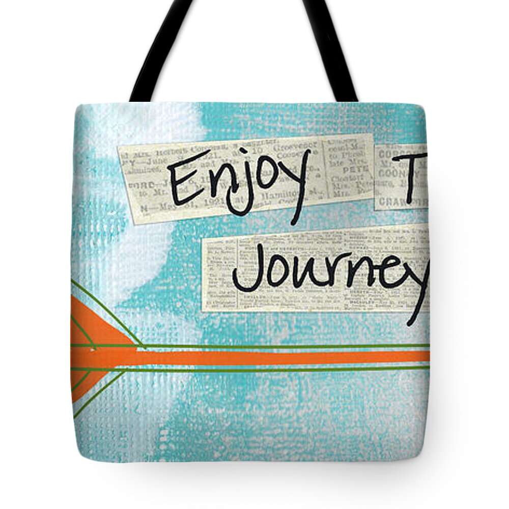 Arrow Tote Bag featuring the painting The Journey by Linda Woods