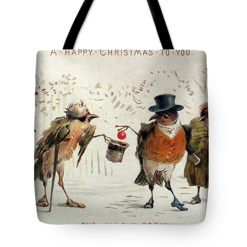 Winter Tote Bag featuring the painting The Kindly Robin by Castell Brothers